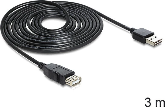 Kabllo USB zgjatëse DeLOCK EASY-USB 2.0 A, 3m, e zezë