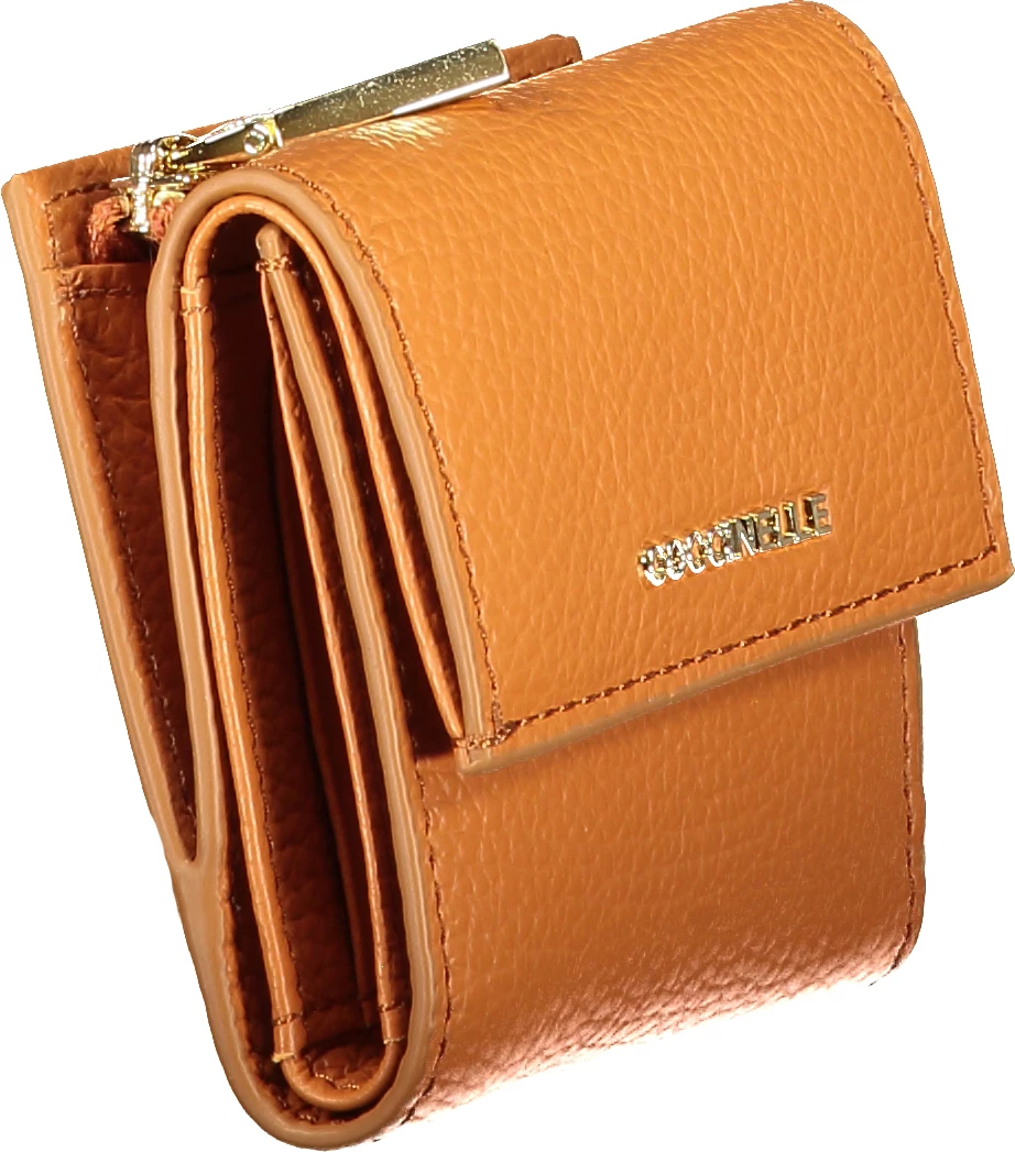 Portofol për femra COCCINELLE Metallic Soft, i portokalltë