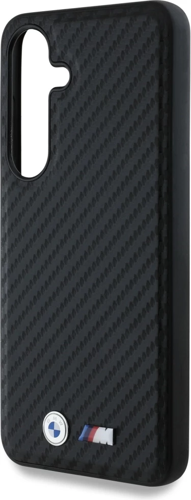 Mbështjellës BMW Leather Carbon MagSafe për Samsung Galaxy S25, i zi