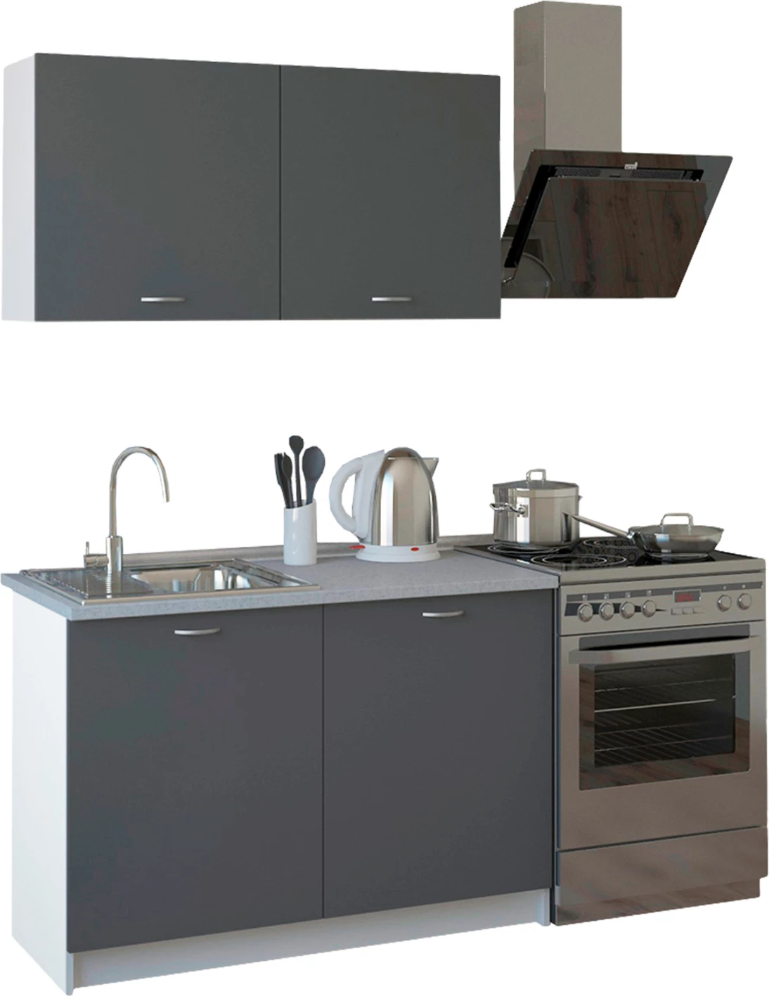 Kompozim kuzhine Blaine, melamin gri me sipërfaqe të bardhë, FH2439.10, 120x46-29,2cm