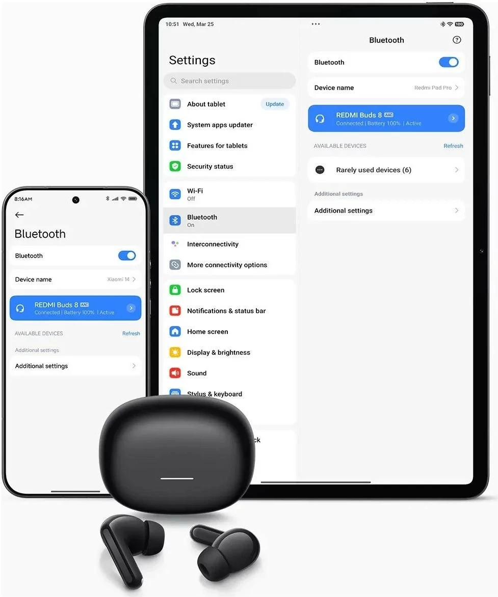 Kufje Xiaomi Redmi Buds 8, True Wireless, ANC, Bluetooth 5.4, 44h me kuti, të zeza