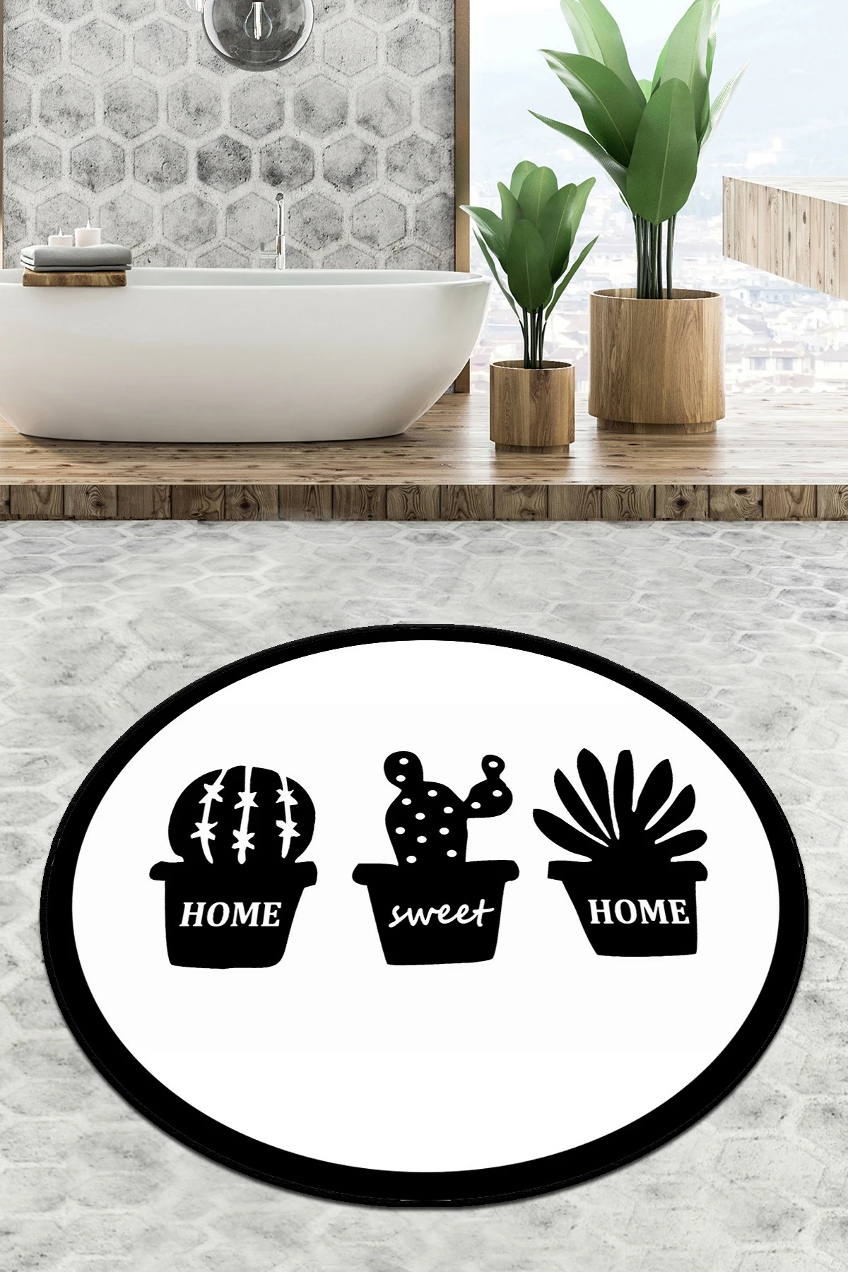 Tapet banje Mijölnir, rrethor, dizajn Cereus, 80cm