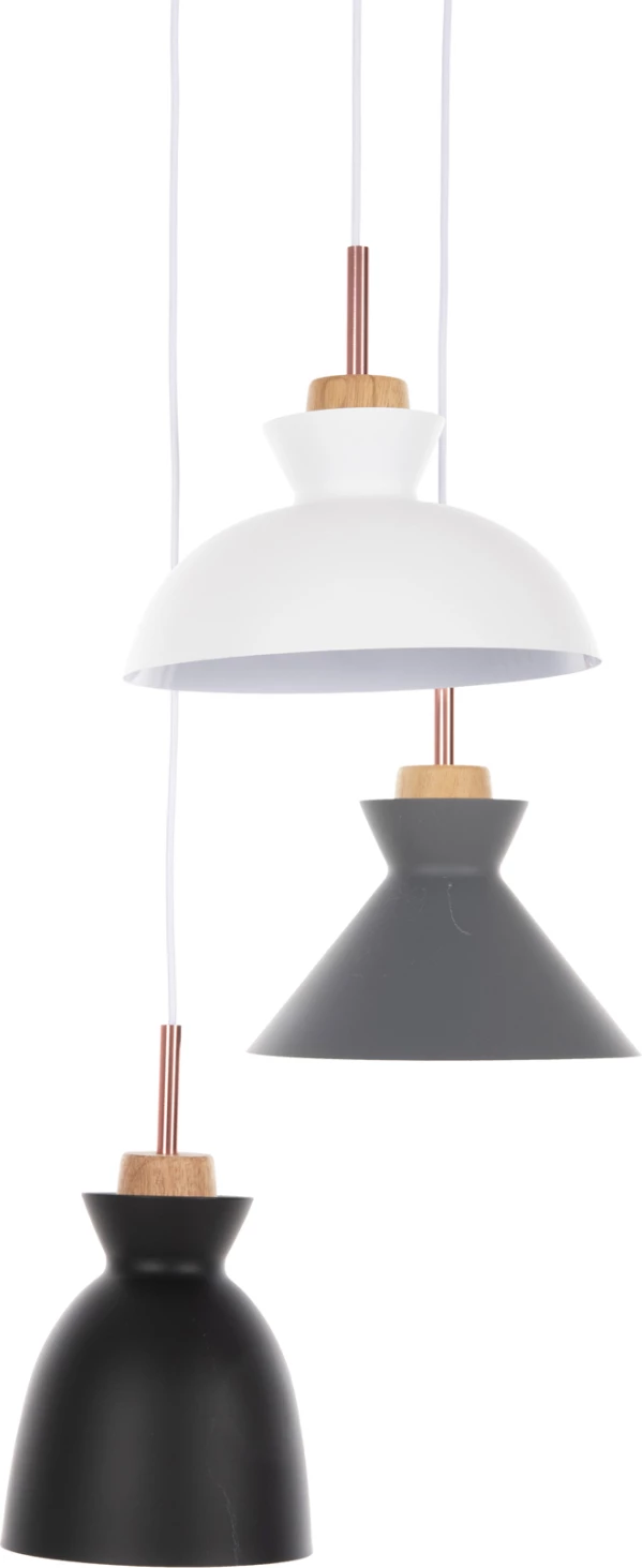 Llambadar tavanor 3-dritash FH4142 metalik në të zezë-gri-bardhë 120H cm