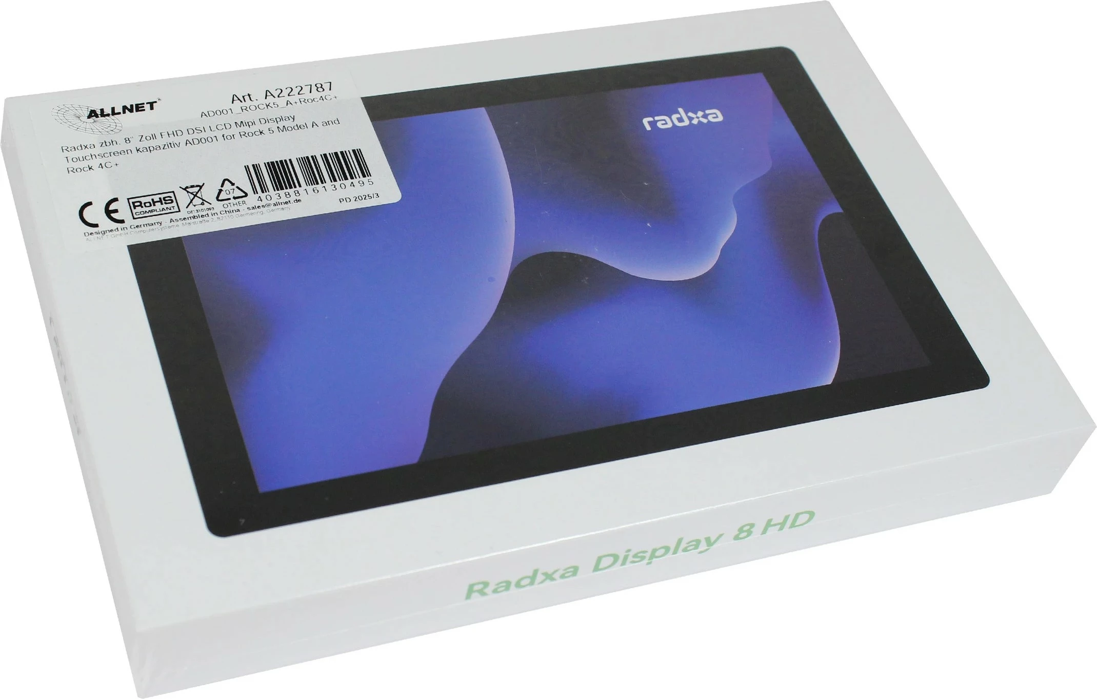 Ekran touchscreen ALLNET Radxa 8 inç FHD, për Rock 5 Model A/Rock 4C+