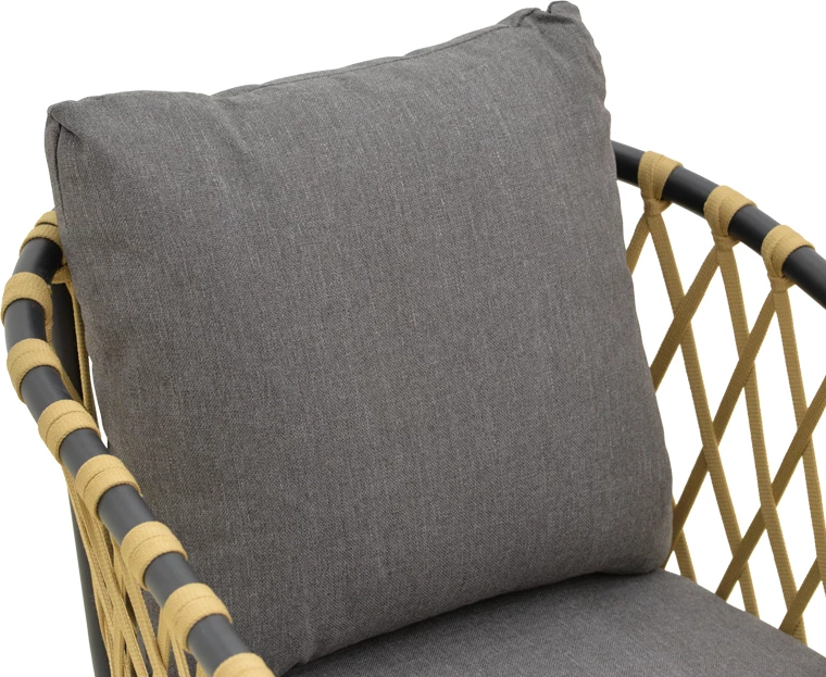 Fotelje Peluxe, alumin i anthracite, litar PE natyral, jastëk gri, 57x60x78cm