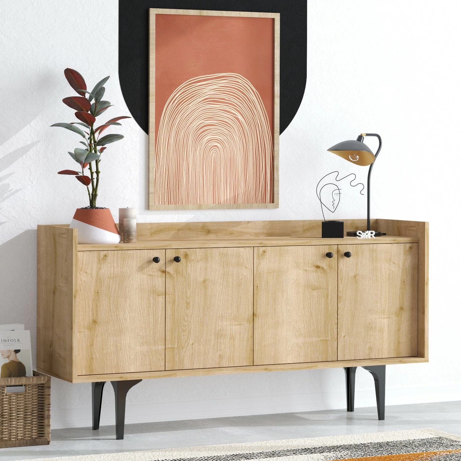 Konsol Skye Decor, ngjyrë lisi safir