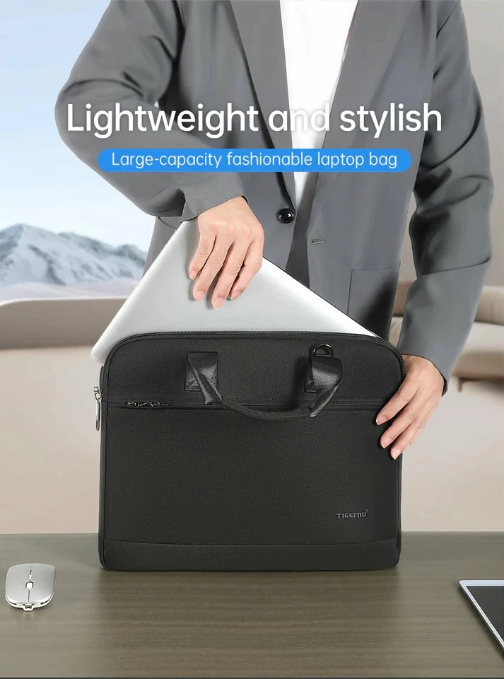 Çantë laptopi Tigernu Auriga 15.6\" 31 x 41 x 2.5 cm, nylon i papërshkueshëm nga uji, e zezë