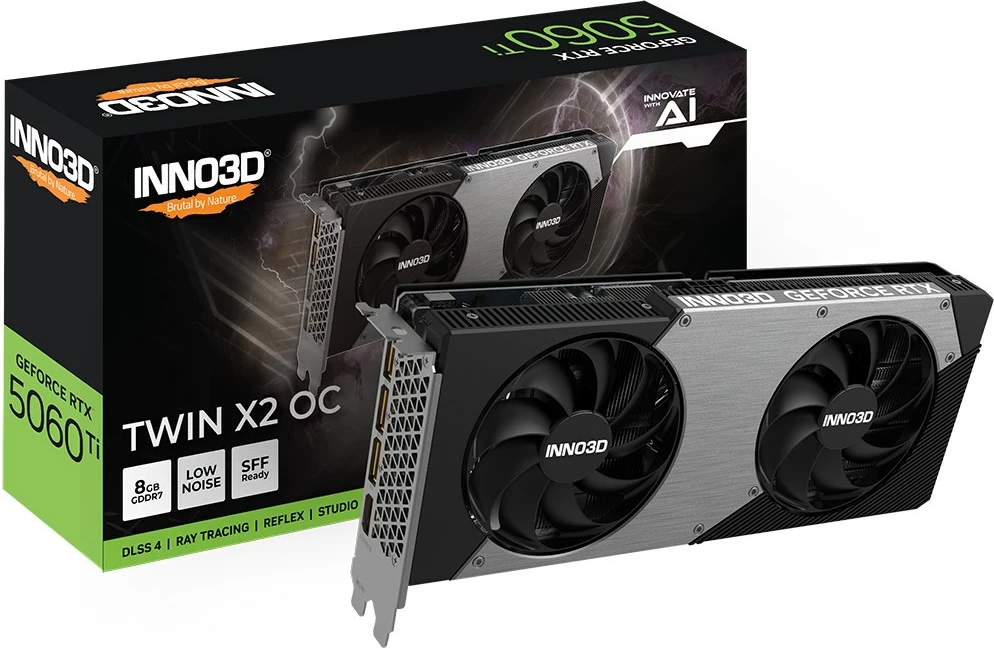 Kartelë grafike INNO3D GeForce RTX 5060 Ti TWIN X2 OC, 8 GB GDDR7, Gri
