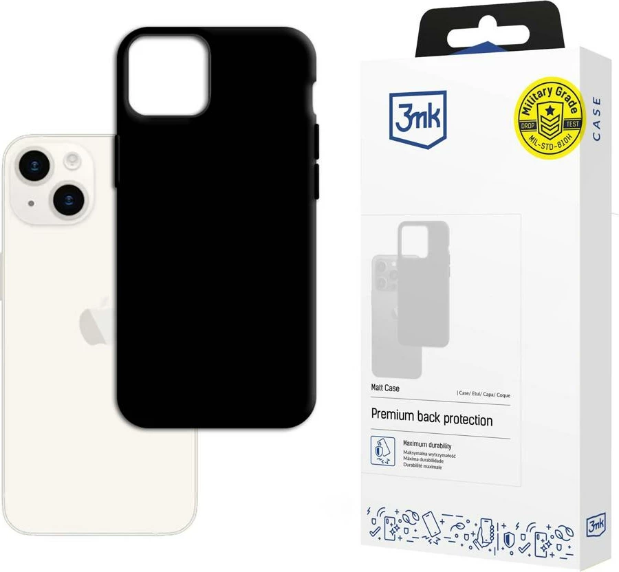 Mbështjellës 3mk Matt Case për iPhone 15, i zi