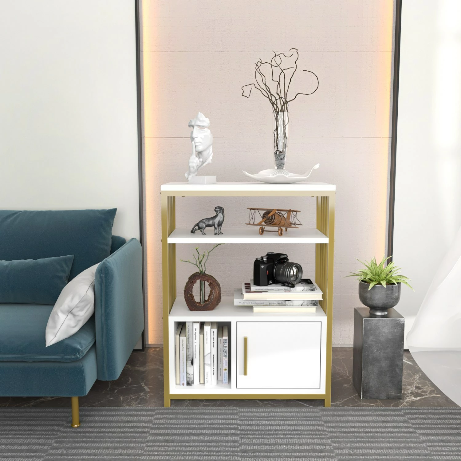 Raft librash Hanah Home, Letos, i bardhë, i artë