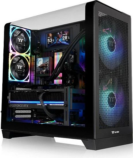 Kasë Thermaltake View 390 Air Black, Midi Tower, xham i temperuar, RGB