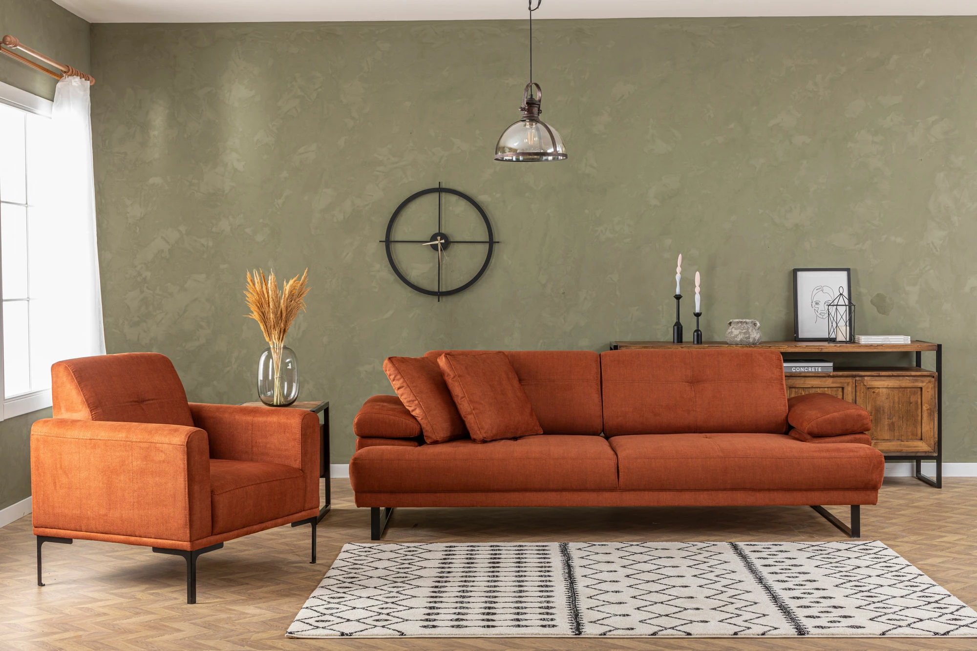 Divan-krevat 3 vendësh, ngjyrë portokalli, Atelier del Sofa, Mustang