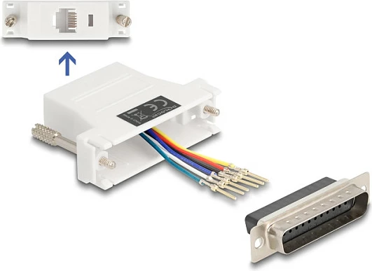 Adapter DeLOCK D-Sub 25-pin mashkull në RJ12 femër, set montimi, bardhë/zi