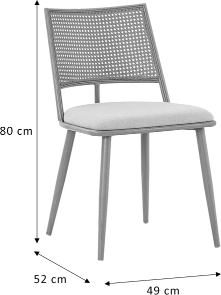 Karrige Giulia pe rattan, pëlhurë bezhë-metal natyral 49x52x80cm