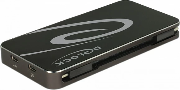 Docking stacion DeLOCK USB-C 3.2, DP/HDMI 4K + VGA, USB Hub, PD 3.0, e zezë