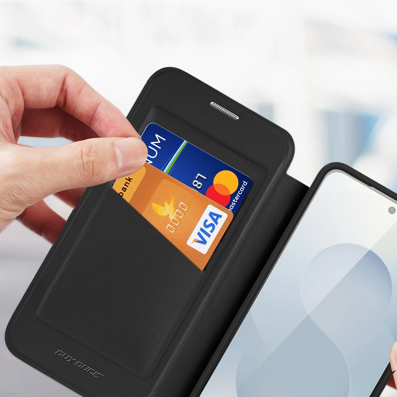 Mbështjellës Dux Ducis Skin X Pro për Samsung Galaxy S26, me MagSafe & portofol, i zi