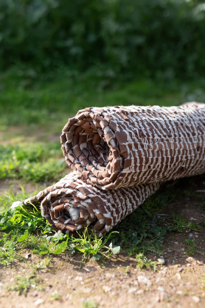 Qilim Rombo për korridor, lëkurë, ngjyrë kafe-bezhë, 70x150cm