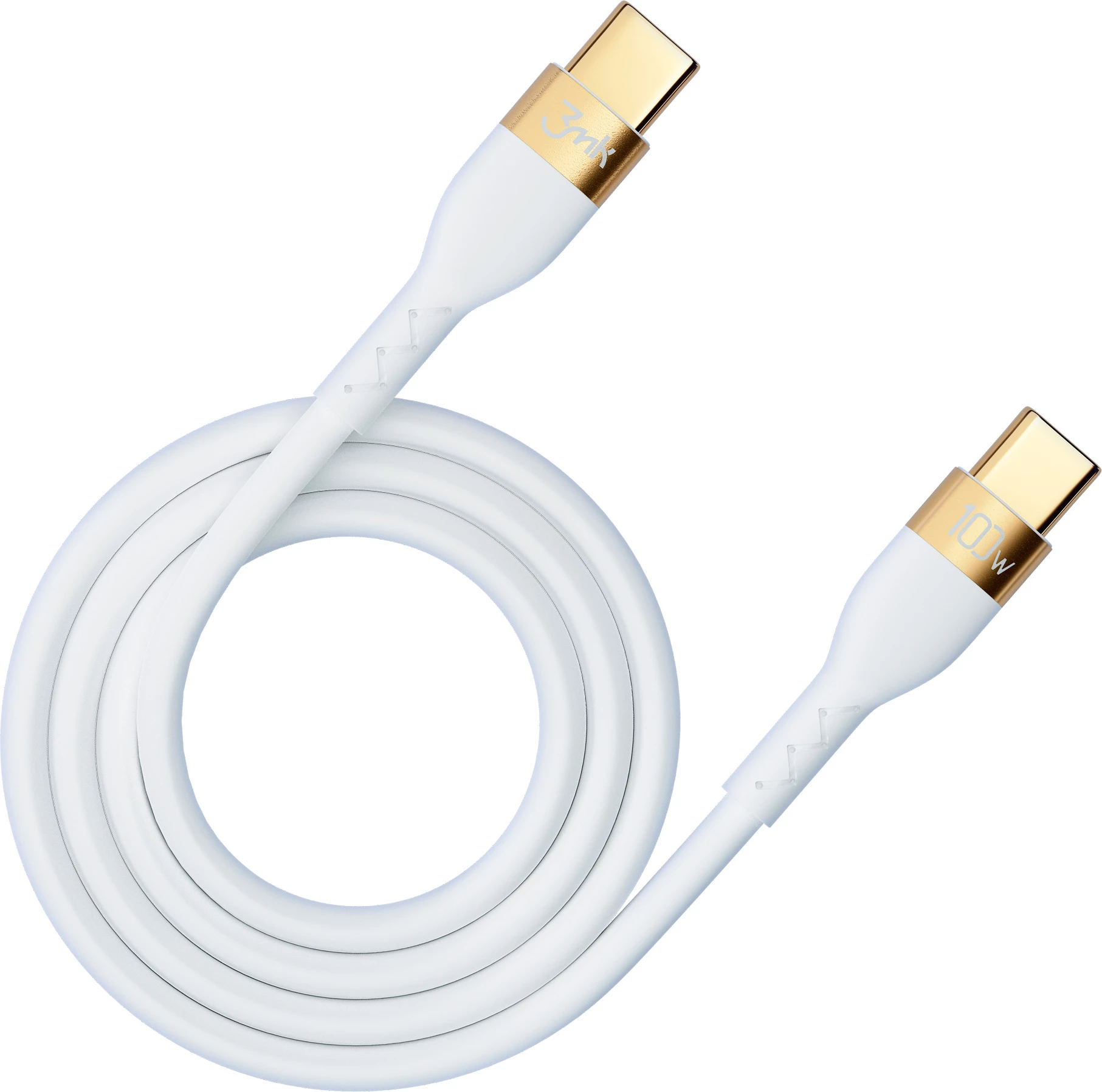Kabllo USB-C në USB-C 3mk Hyper Silicone Cable, 2m, 100W, e bardhë
