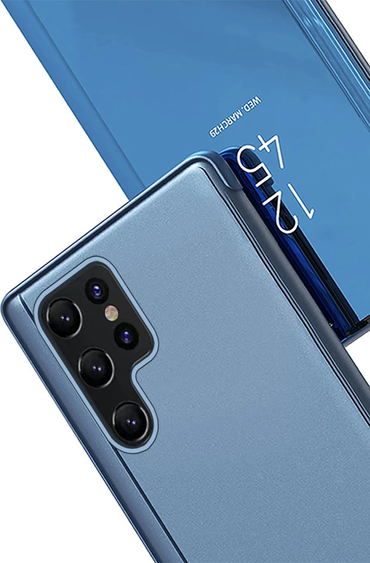 Mbështjellës Hurtel Clear View Case për Samsung Galaxy S24 Ultra, me kapak, Blu