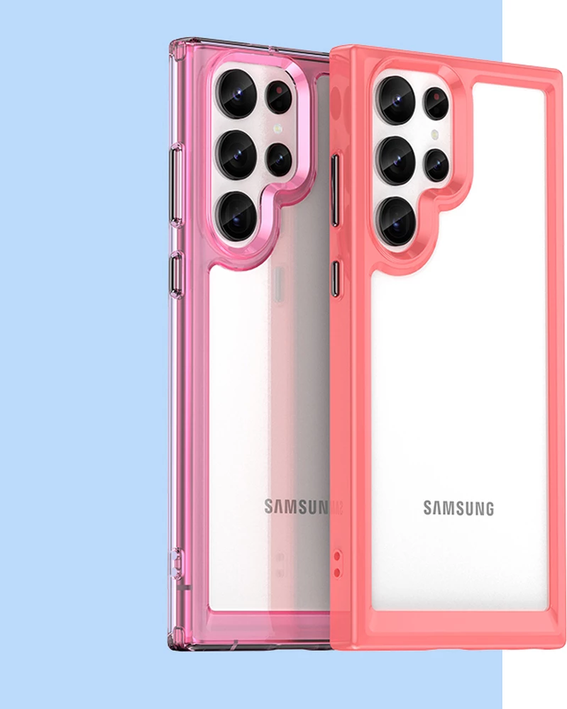 Mbështjellës Hurtel Outer Space Case për Samsung Galaxy S22 Ultra, i fortë me kornizë xheli, Kuq