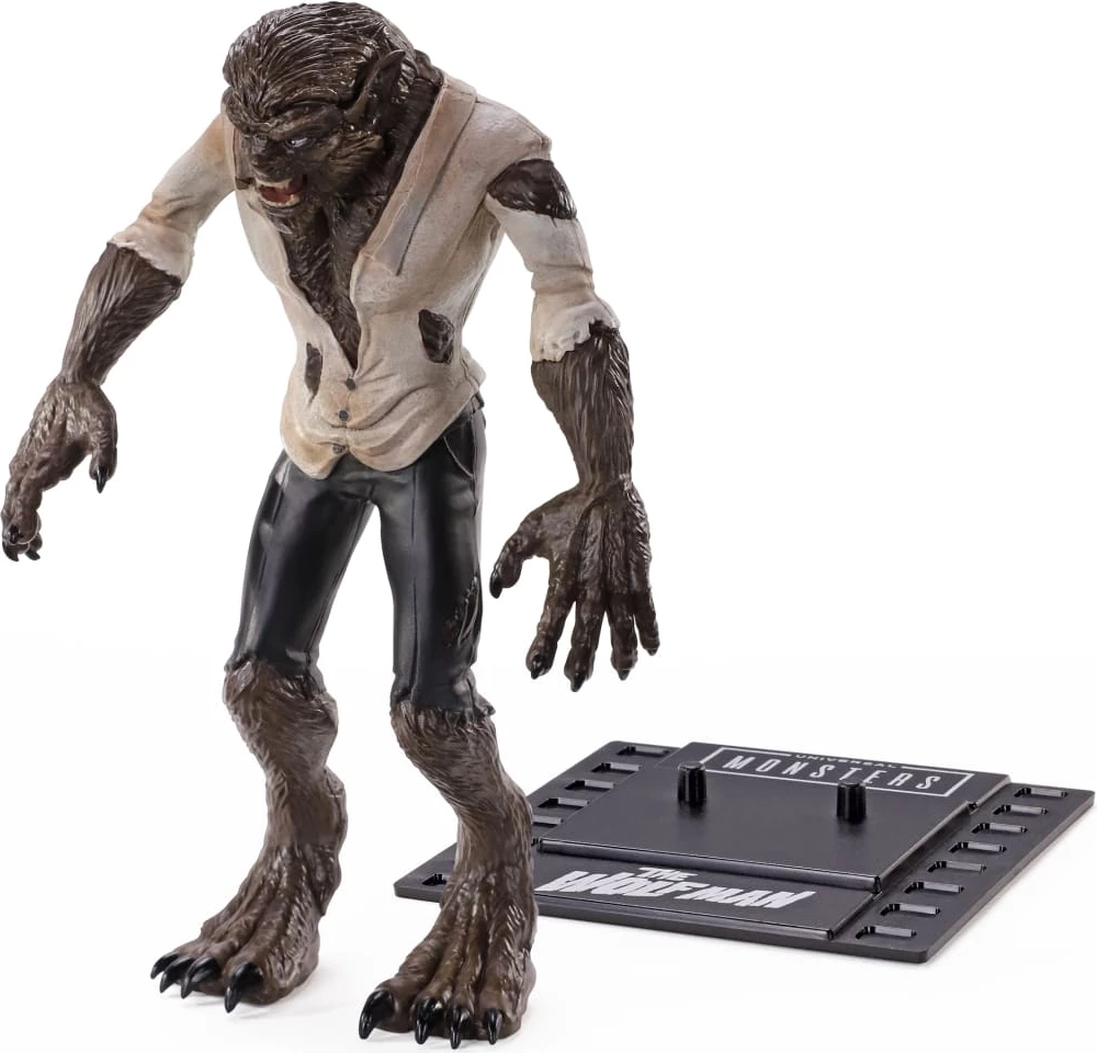 Figurinë Noble Collection Bendyfigs Universal Monsters Wolfman 19 cm me mbajtëse