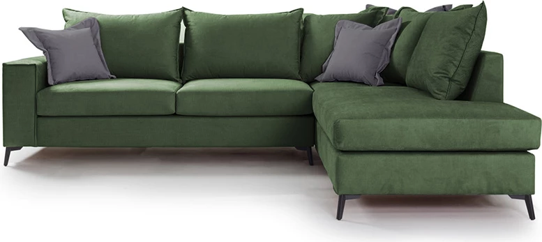 Kënd divani Boston kënd i majtë, pëlhurë, ngjyrë e gjelbër e errët-gri e errët, 290x235x95cm