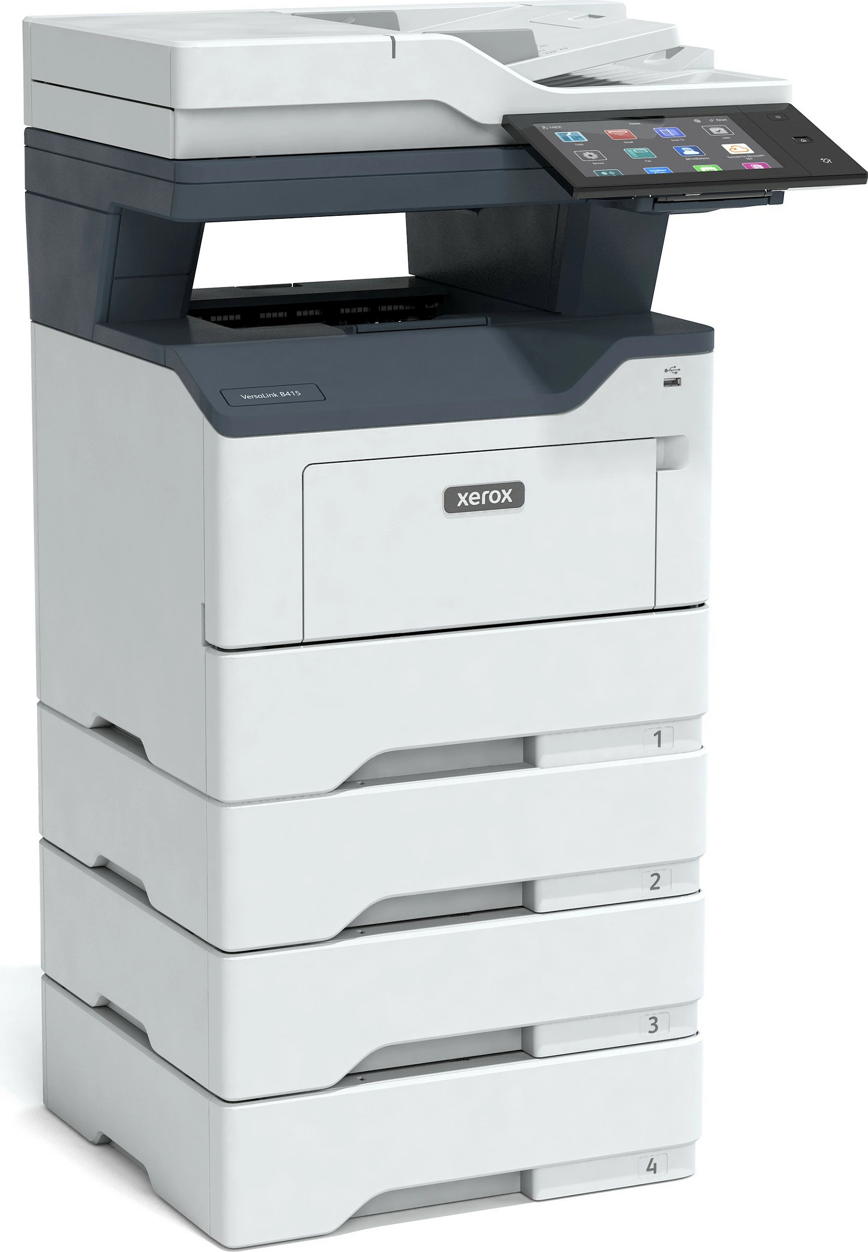Printer multifunksional Xerox VersaLink B415DN, mono, USB/LAN, skanim/kopje/faks, duplex, gri/kaltër
