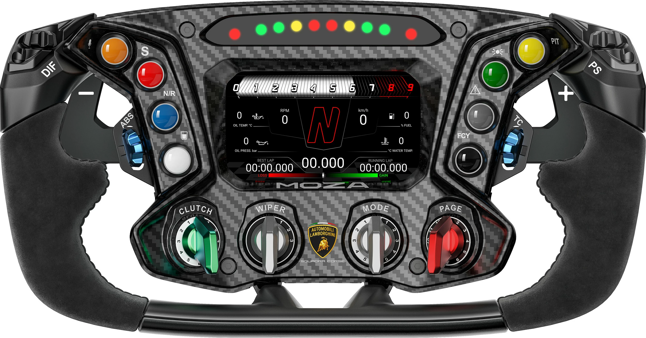 Timoni garash Moza Racing RS070 / SCV12, me ekran dhe LED, i zi