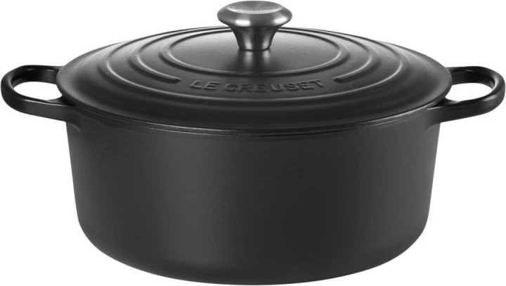 Tenxhere gize e rrumbullakët Le Creuset Signature 22 cm me kapak (21177220000430) e zezë