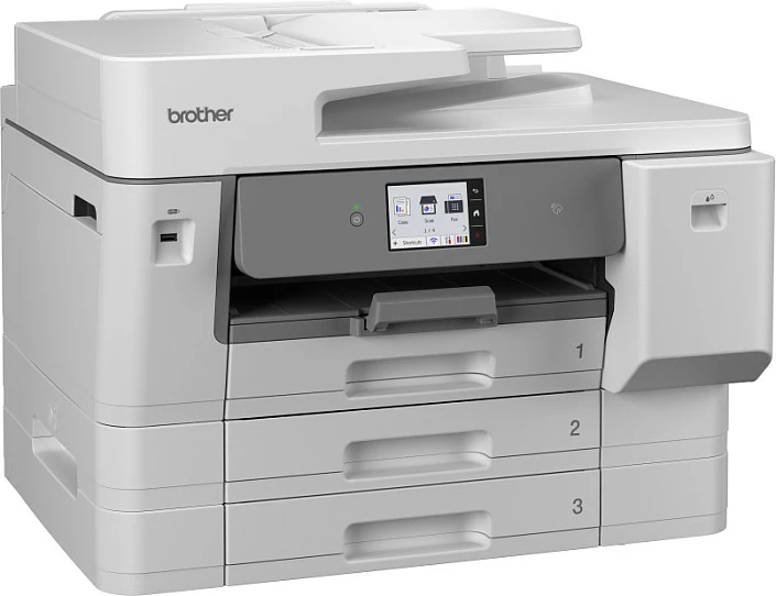 Printer multifunksional Brother MFC-J6977DW, A3, inkjet me ngjyra, duplex, Wi‑Fi, 3 sirtarë letre, bardhë/gri