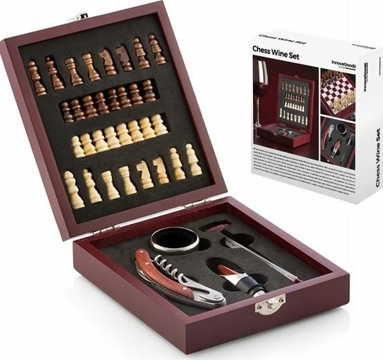 Set aksesorësh për verë dhe shah InnovaGoods Wine & Chess, 37 copë, shumëngjyrëshe