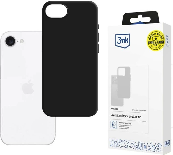 Mbështjellës 3MK Matt Case për iPhone 16E, 6.1", TPU, i zi