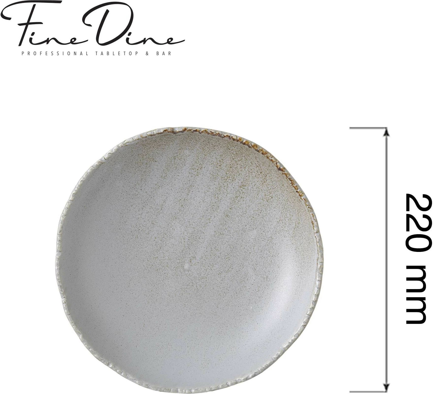 Pjatë e thellë Fine Dine Stark ø220 mm, porcelan i vitrikuar, 650 ml, set 3 copë, gri