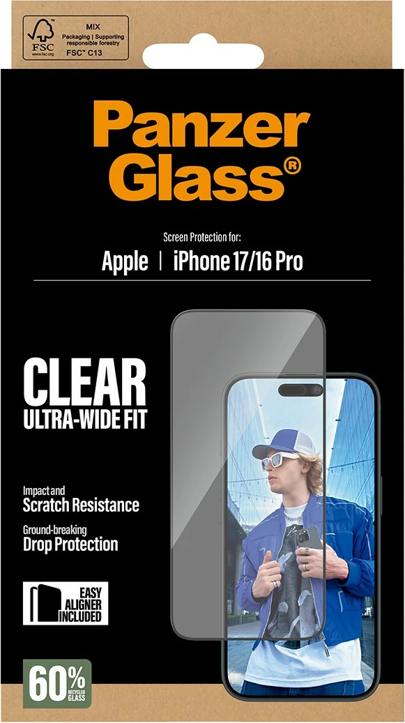 Xham mbrojtës PanzerGlass për iPhone 17/16 Pro, transparent