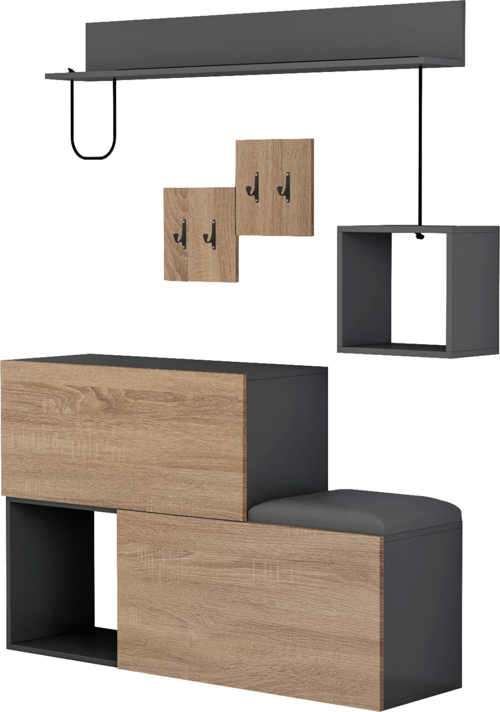 Set mobiljesh për hyrje CERB FH8957.11 melaminë në ngjyrë sonama-gri 120x20x72H cm