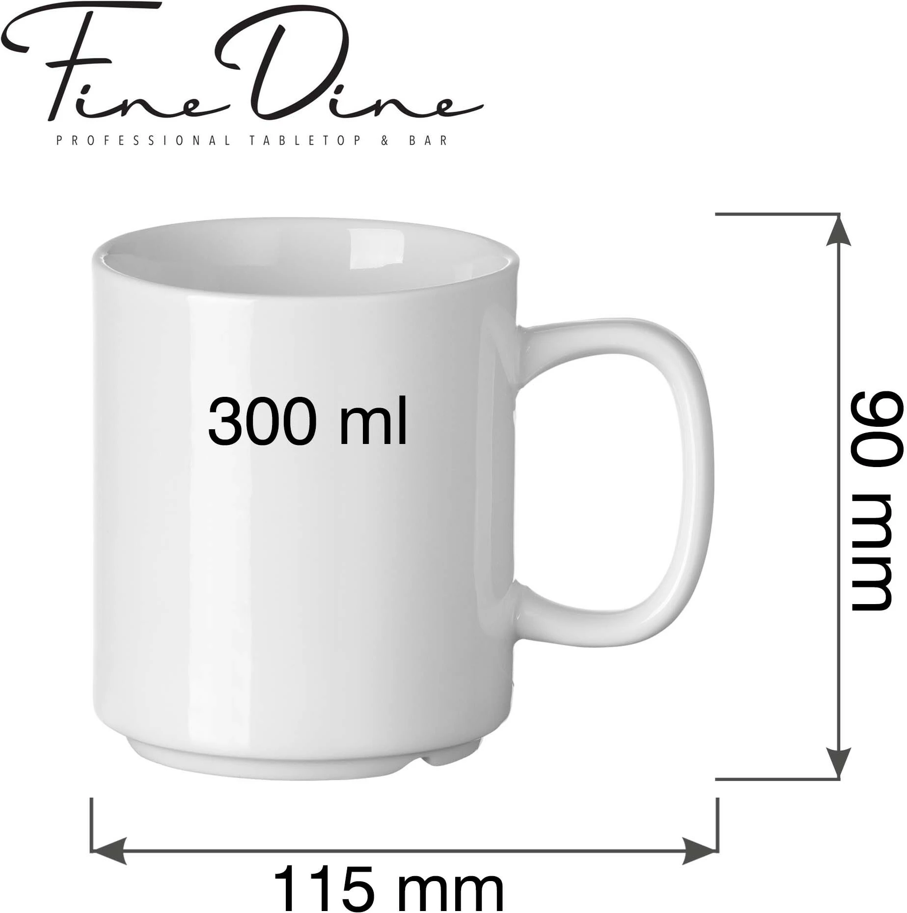 Filxhan Fine Dine Pure Bianco 300 ml, stackable, set 6 copë, e bardhë