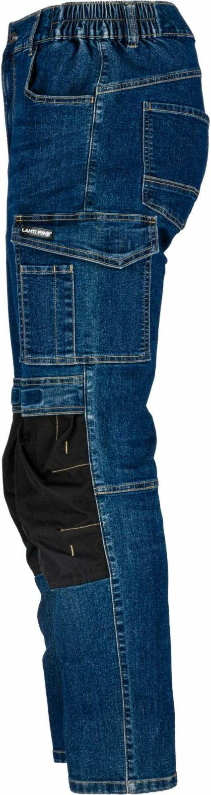 Pantallona xhins pune Lahti Pro L40550, slim fit stretch 280 g, madhësia M, të përforcuara, blu e errët