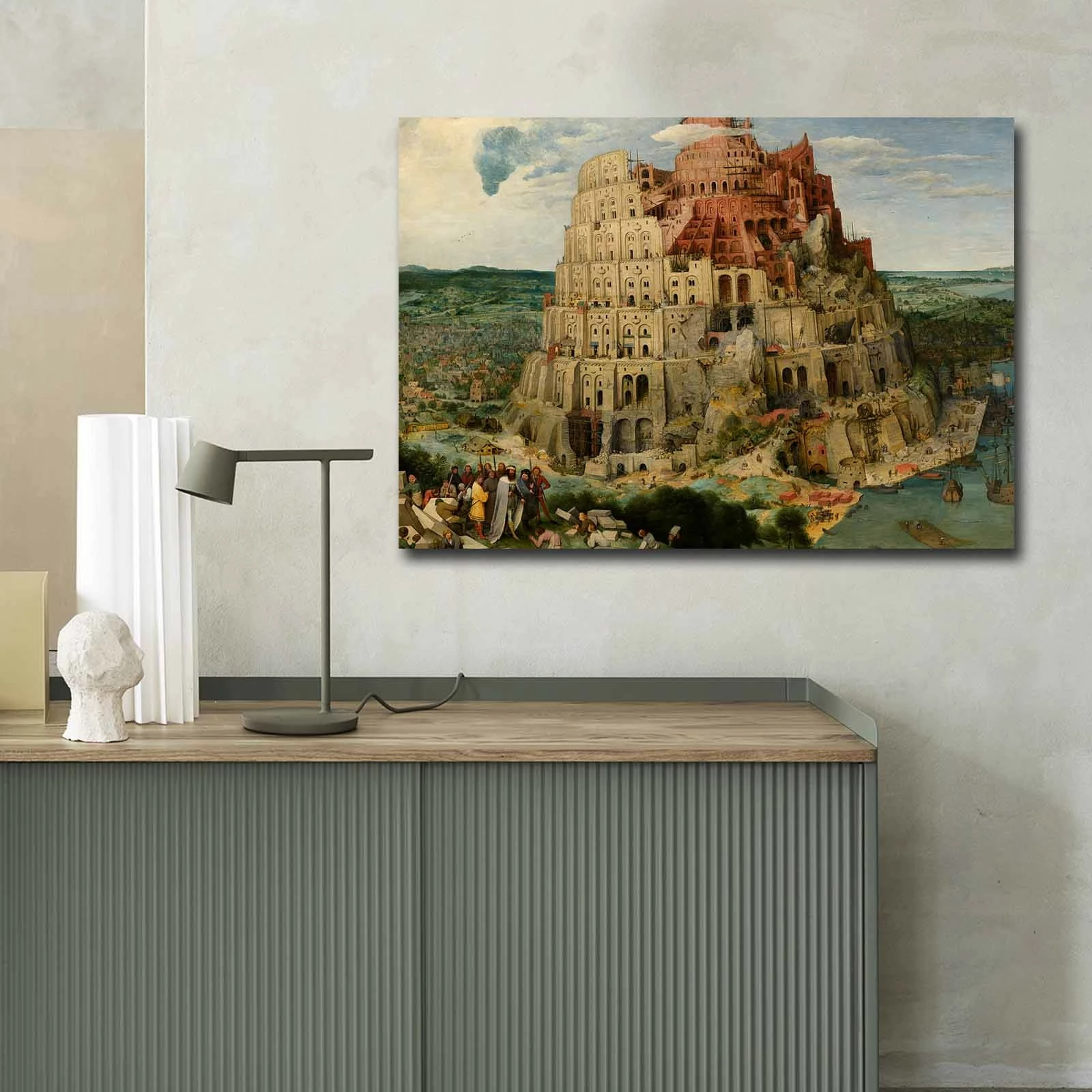 Pikturë dekorative në kanavacë, Tower of Babel nga Pieter Bruegel, shumëngjyrëshe, 70x100cm