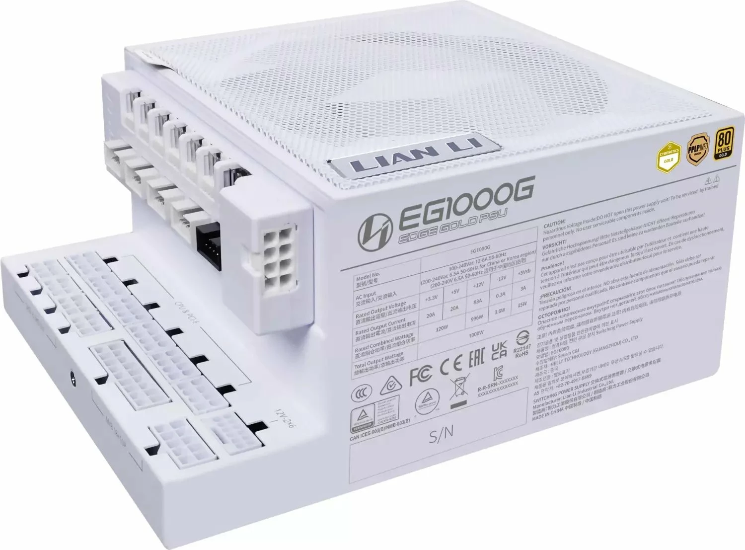 Furnizues energjie Lian Li EDGE Gold EG1000G 1000W i bardhë