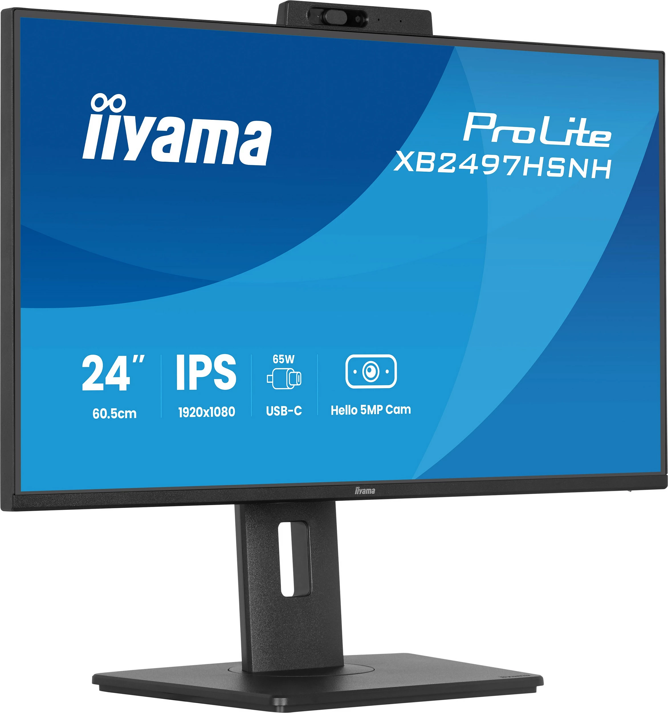 Monitor iiyama ProLite XB2497HSNH-B1, 23.8" FHD IPS, 100Hz, USB-C 65W, kamerë 5MP, i zi