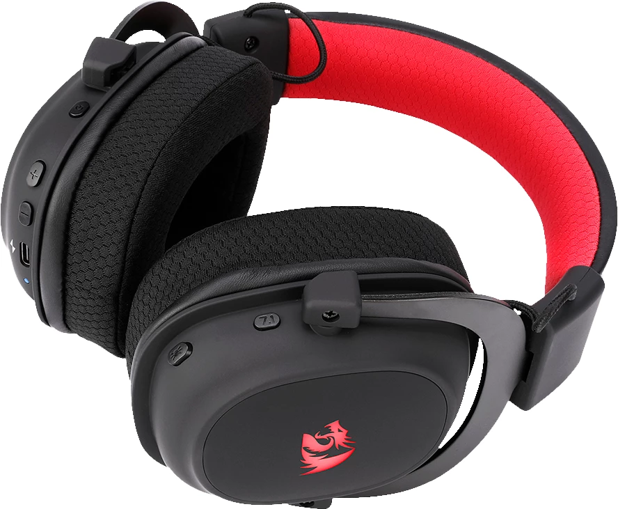 Kufje gaming Redragon Zeus Pro H510-PRO, wireless 2.4GHz/Bluetooth 5.0, 7.1, mikrofon i shkëputshëm, të zeza/kuqe, me USB dongle