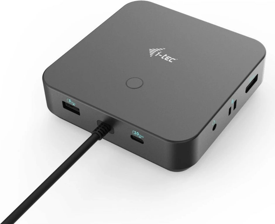 Docking station I-Tec USB-C HDMI Dual DP, 100W, me adapter universal, e zezë