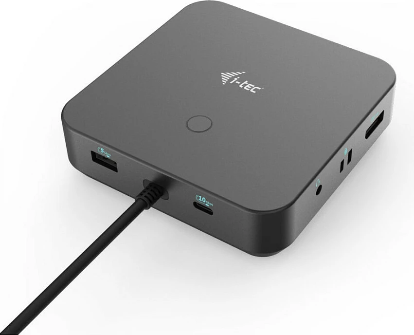 Docking station I-Tec USB-C HDMI Dual DP, 100W, me adapter universal, e zezë