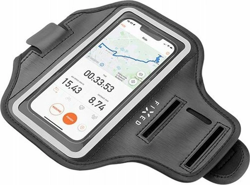 Mbështjellës sportiv për krah Fixed, për celular deri 6.7", rrip 27-39 cm, i papërshkueshëm nga uji, i zi