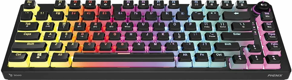 Tastierë mekanike Savio Phenix Gateron Red Pro 75% (82 taste) RGB tri-mode, e zezë