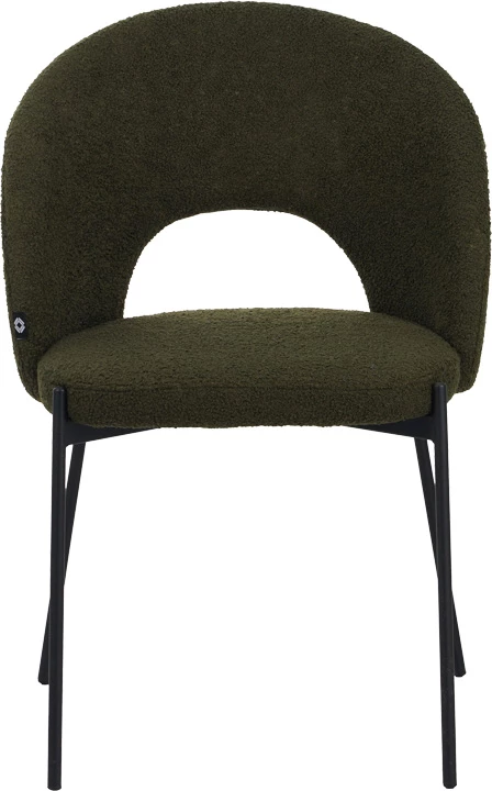 Karrige Masebo, pëlhurë bouclé, ngjyrë jeshile e errët, këmbë metalike të zeza, 68x66x82.5cm