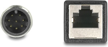 Kabllo DeLOCK M12 A-code 8-pin mashkull në RJ45 femër, Cat5e, 0.5 m, e zezë