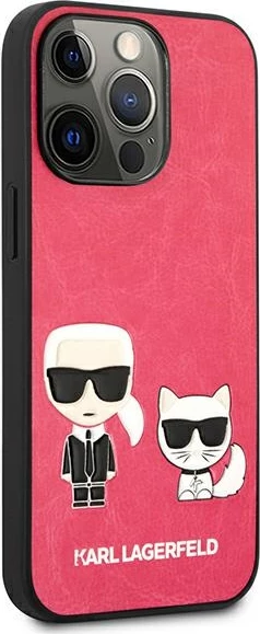 Mbështjellës Karl Lagerfeld KLHCP13LPCUSKCP për iPhone 13/13 Pro 6.1", Ikonik Karl & Choupette, fuksia