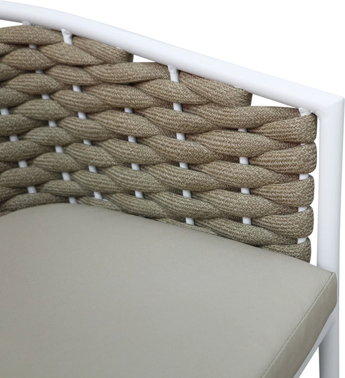 Karrige alumini Noevo e grumbullueshme me kornizë të bardhë-litar natyral 57x62x77cm