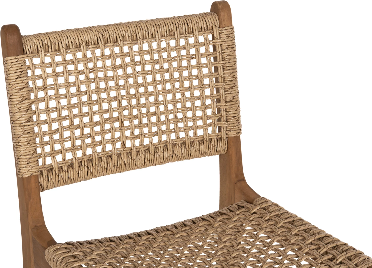 Karrige për bar me shpinë NESHA FH9788 dru TEAK, litar natyral-bezhë, 45x57x110H cm